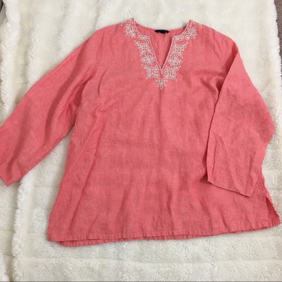 Lands' End Tops - Beautiful Light Coral Beaded Tunic